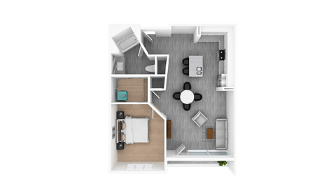 1 Bedroom 1 Bathroom, 908 sq ft,  Oak Floorplan at The Whit in Indianapolis, IN 46204